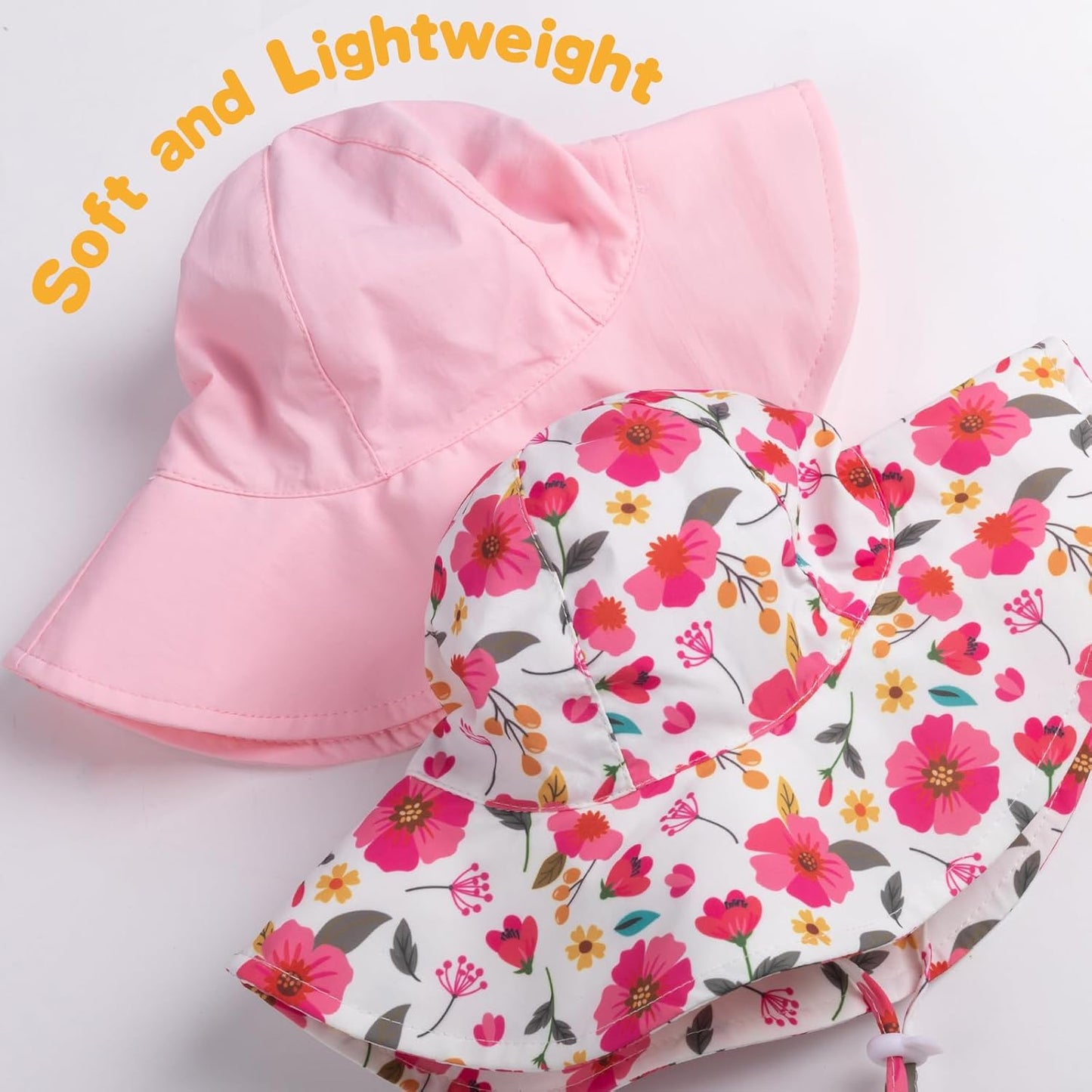 Baby Sun Hat Toddler Girl Beach Hat Adjustable Outdoor Summer Hat UPF 50+ Sun Protection Wide Brim Infant Kids