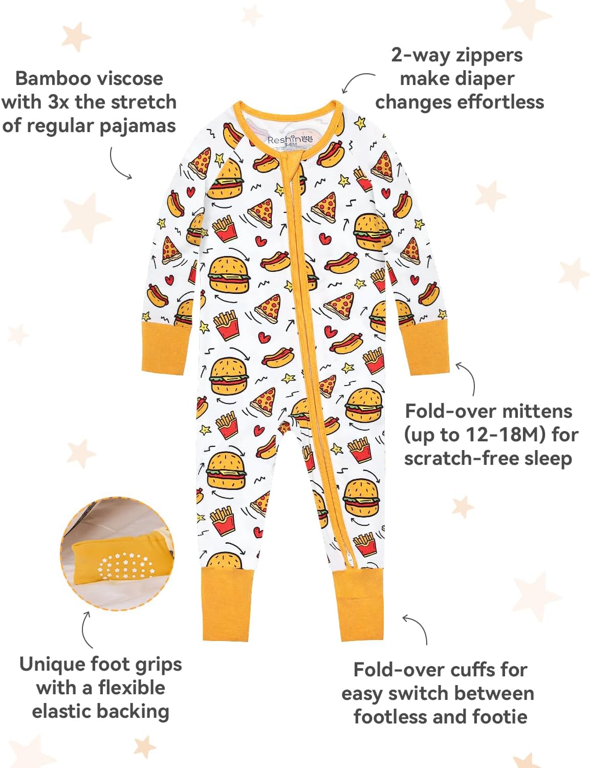 Bamboo Viscose Baby Convertible Footie Pajama, Zipper Pajamas for Baby Boys & Girls, Sleep & Play Footed Pjs