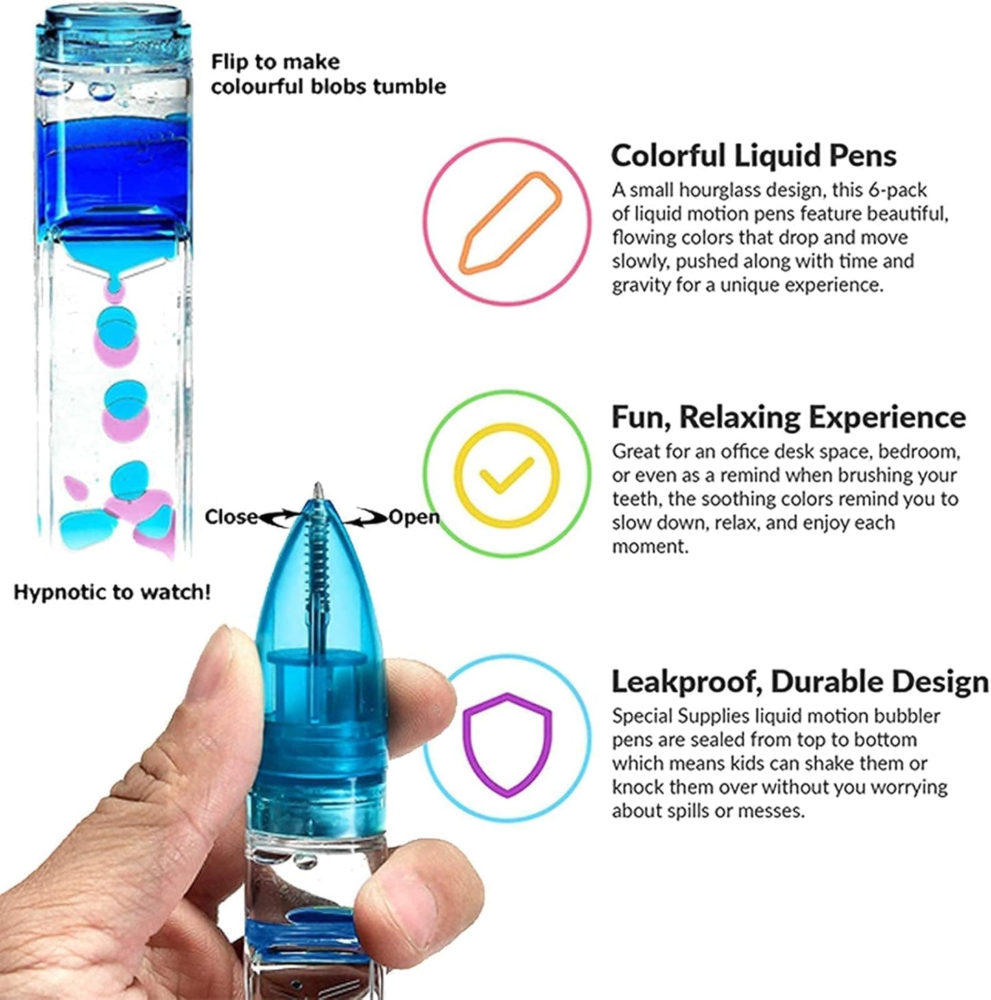 Liquid Motion Bubbler Set Sensory Toys for Kids and Adults - Colorful Liquid Motion Timer Pens Fidget Toys，for Stress and Anxiety Relief Office Desk Novelty Toys