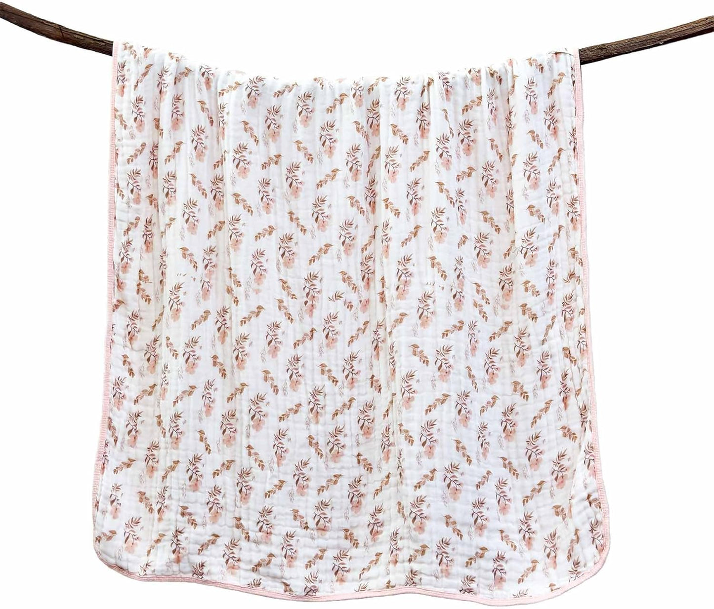 Pack of 2 Ultra Soft Muslin Baby Blankets for Girls Boys Breathable Lightweight Cotton Muslin Swaddle Blankets for Infant Toddler, Newborn Nursery Swaddling Wrap 43"X43" (Floral and Cherry)