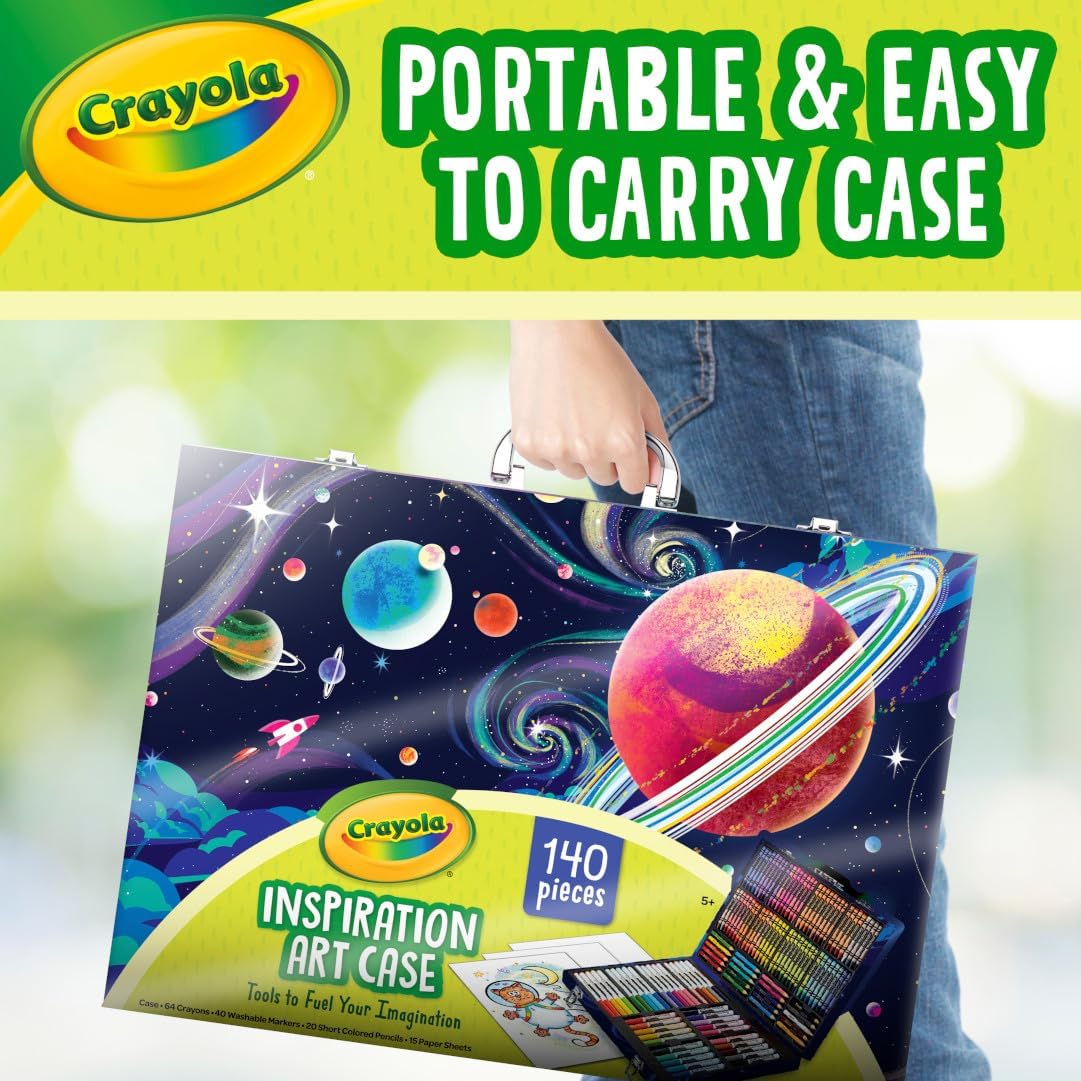 Crayola Inspiration Art Case Coloring Set, 140pc Space Theme – Art Kit for Kids, Crayons, Markers, Pencils, Gift for Boys & Girls, Ages 5, 6, 7, 8 [Amazon Exclusive]