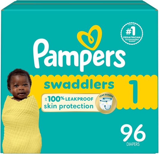 Pampers Baby Diapers - Swaddlers - Size 1, 96 Count, Ultra Absorbent Disposable Infant Diaper