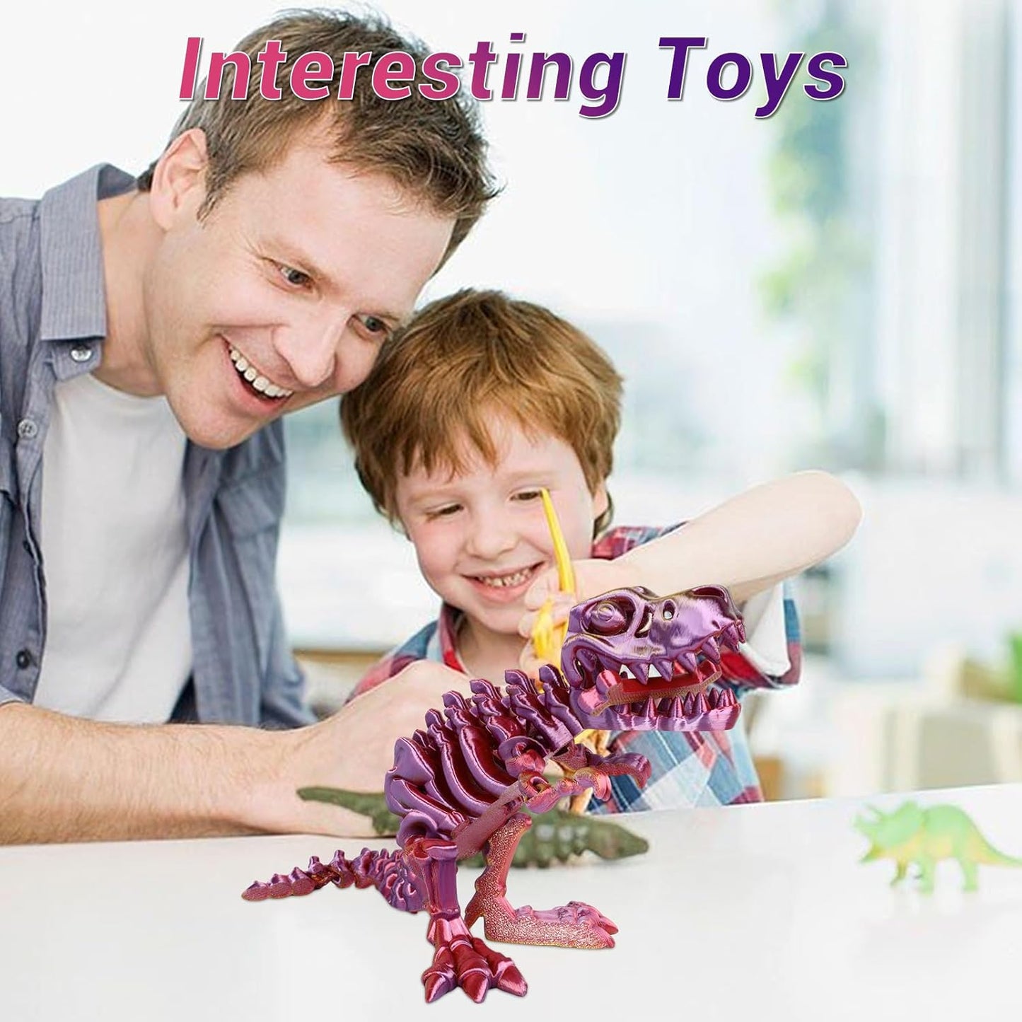 3D Printed Dinosaur Bones Tyrannosaurus Rex Skeleton with Movable Joints, 3D Model Skull T-Rex, Flexible Articulated Dinosaur Fidget Toys Adults for Autism/ADHD
