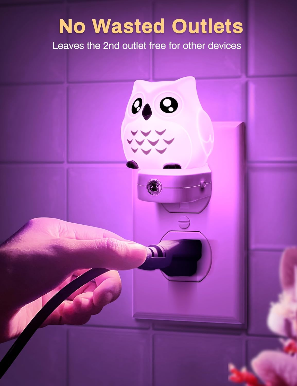 Owl Night Lights Plug Into Wall, Cute Night Light for Kids, 8-Color LED Night Light with Dusk to Dawn Sensor, Decorative Nightlight for Kid Room, Bathroom, Bedroom, Children Gift, 1 Pack