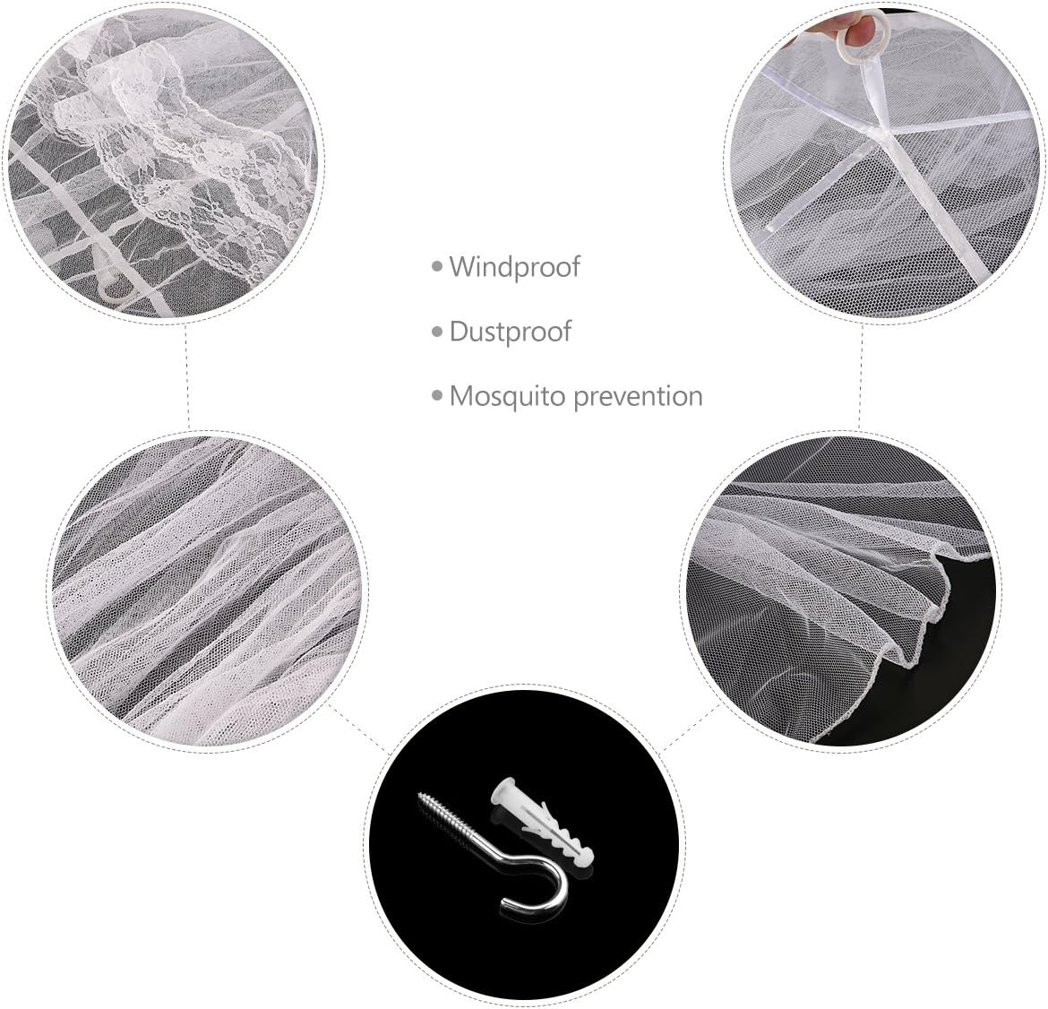 STOBOK Mosquito Net for Bed, Bed Canopy for Girls King Canopy Bed Curtains Elegant Dome Bed Netting Infant Mosquito Net Crib Bed Canopy Breathable See Through Mosquito Netting (White)