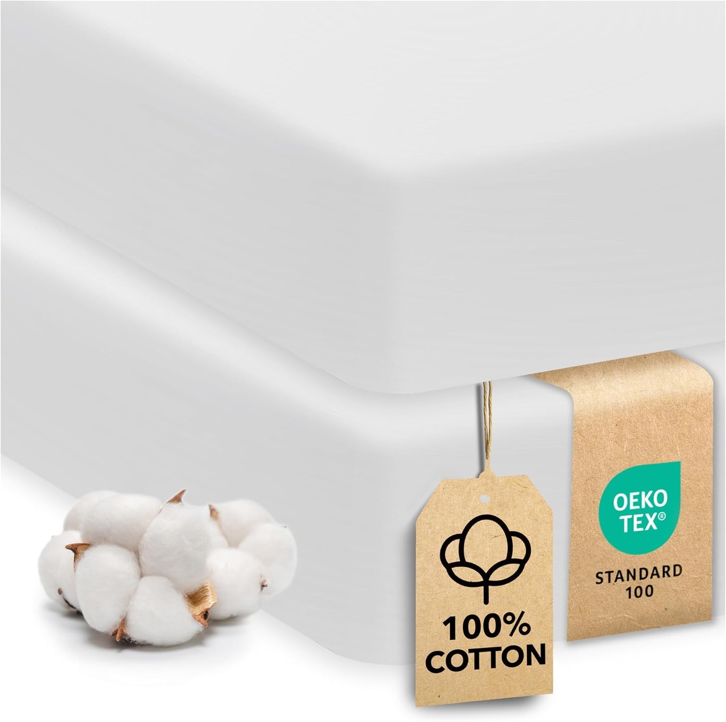 Sweety Fox 2-Pack Crib Sheets - Soft Cotton Jersey Fitted Sheets for Boys and Girls, Mini Crib Sheets, Toddler Bed Sheets (White)