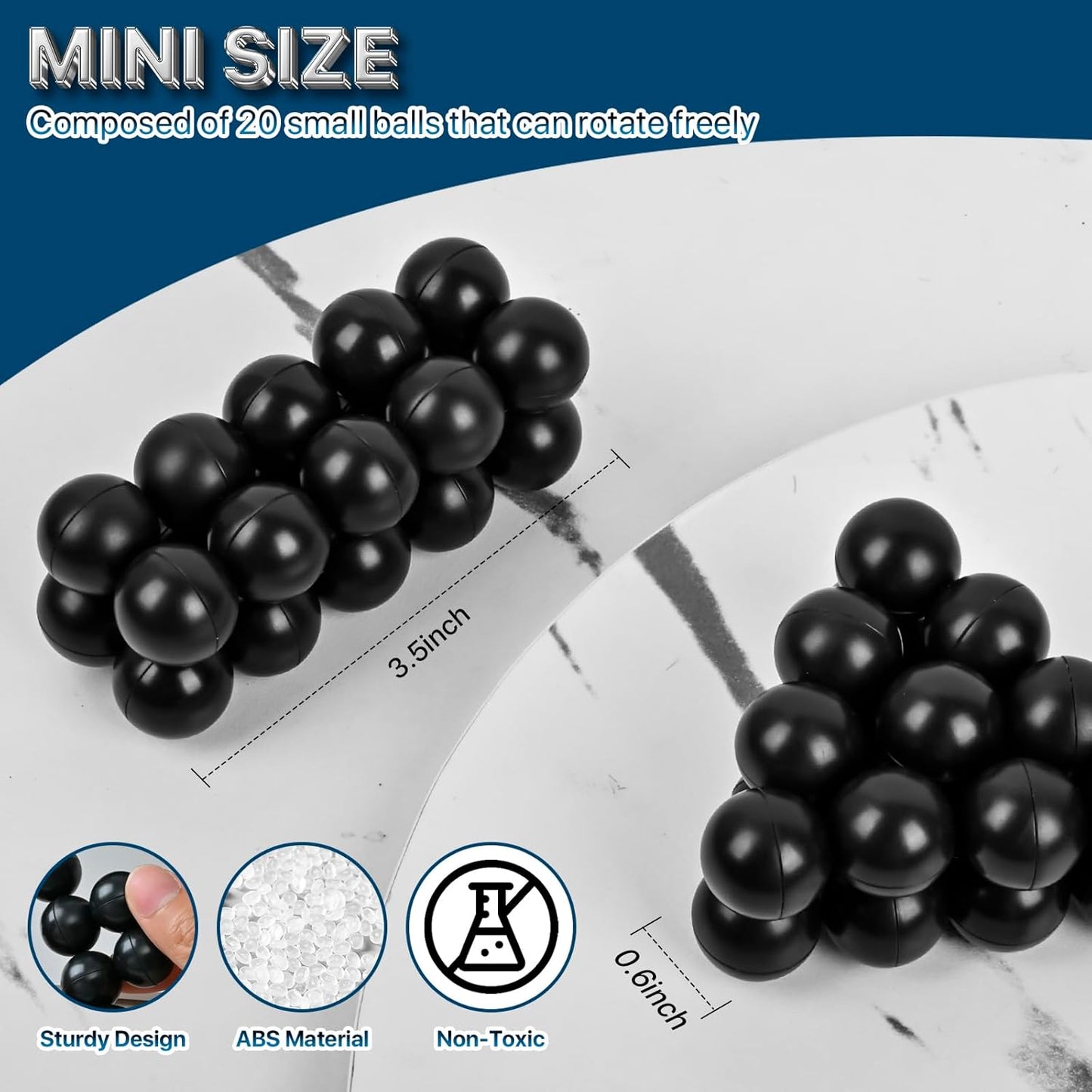 Fidget Ball Toys Adult, Autism Sensory Toys for Kids Teens, Autistic Travel Toys EDC Quiet Cool Desk Fidget Toys Adults Stocking Stuffers Gift for Boys Girls Men (4 Pcs)