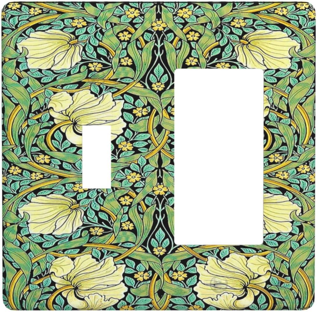Outlet Covers William Morris Vintage Floral Yellow Flowers Green Leaf 1 Toggle 1 Rocker Combination Decorative Wall Plate Electrical Switch Plates Light Switch Cover Plate for Bedroom Decor