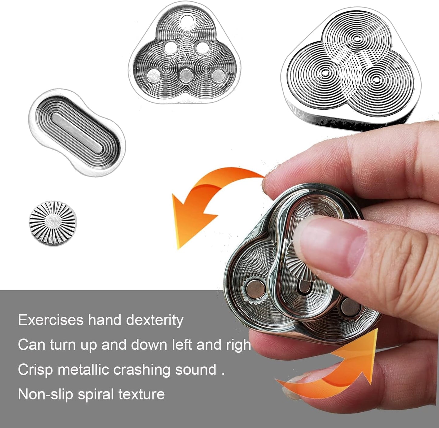 Metal Fidget Slider,Triangle Rotation Metal Fidget Toys, Clover Shape EDC Adult Toys ,Fidget Toys Adults for Stress and Anxiety Relief，ADHD Fidget Toys Adults Suitable for Office (Silver)
