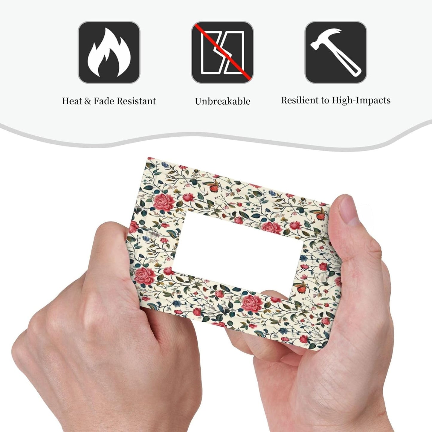 Decorative Outlet Covers Vintage Flowers Rose Leaf Bird Butterfly 1 Gang Single Rocker Light Switch Cover Plate Wall Plates GFCI Faceplate for Bedroom living Room Decor