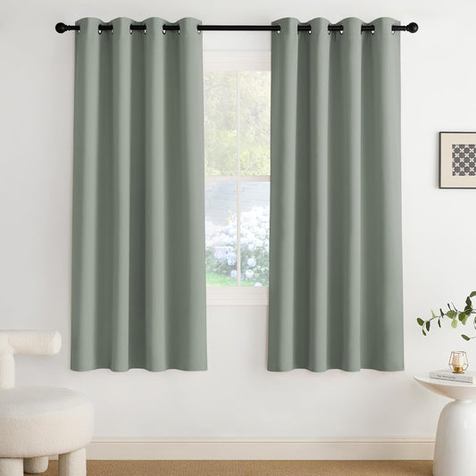 NICETOWN Sage Green Blackout Curtains 72 inch Long, Summer Room Daekening Thermal Insulated Grommet Privacy Energy Saving Shades for Bedroom, Living Room, Laundry, Closet, 2 Panels, W52