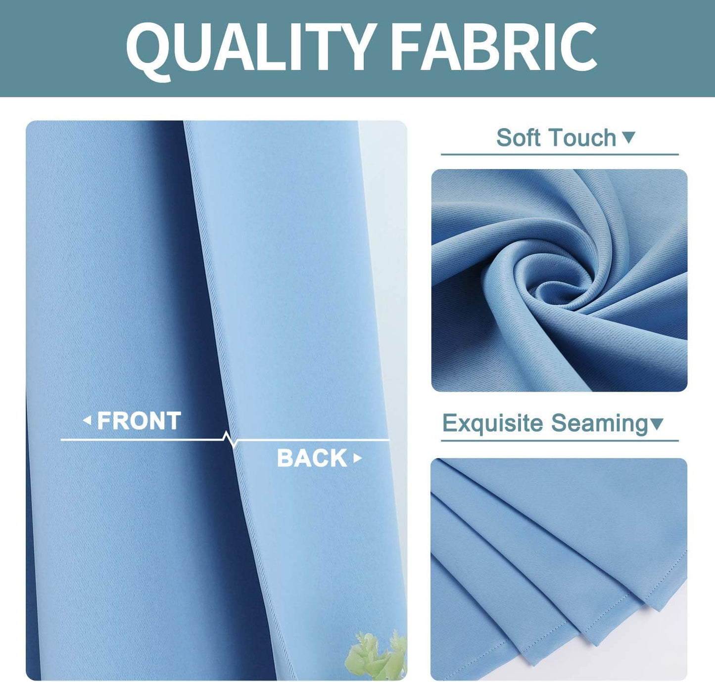 ChrisDowa Grommet Room Darkening Curtains for Bedroom and Living Room - 2 Panels Set Thermal Insulated Blackout Curtains (Sky Blue, 42W x 84L)