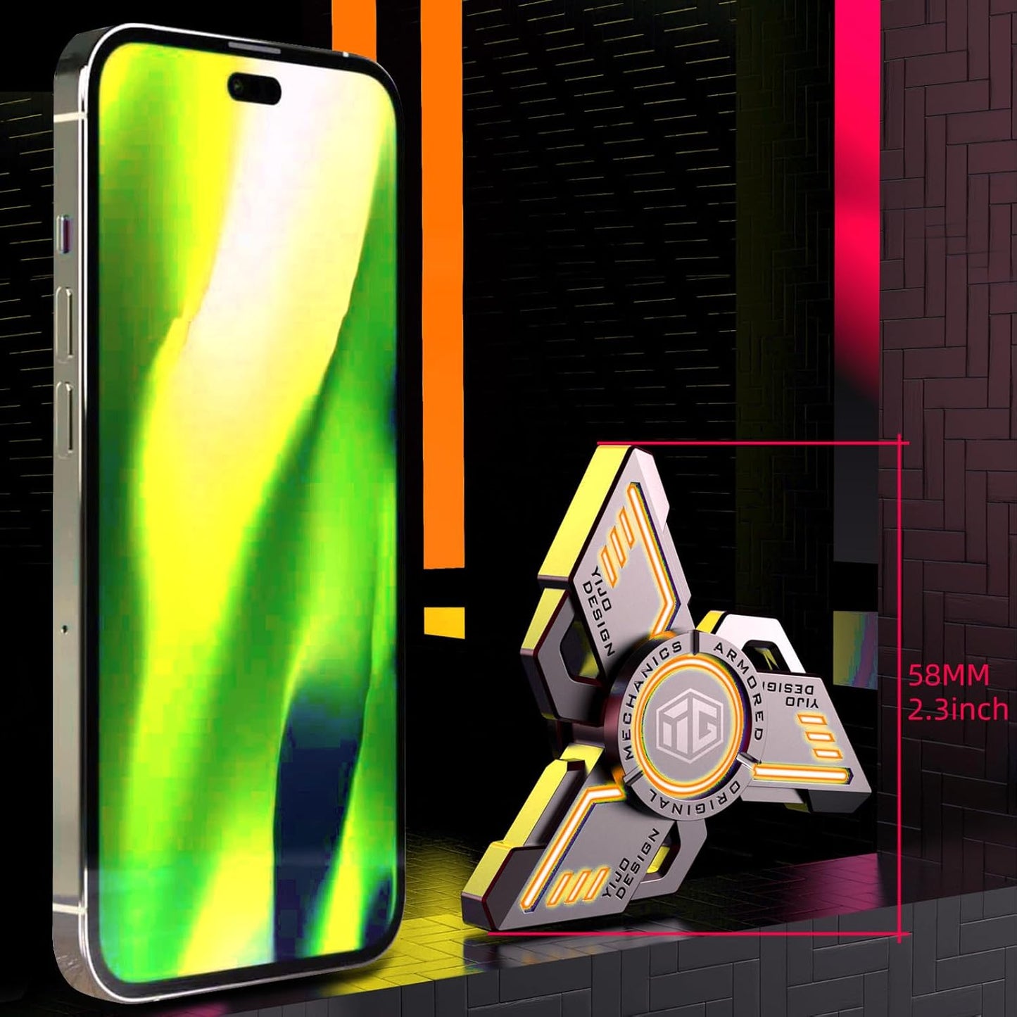 INNÔPLUS Fidget Spinner, Fidget Spinners Cool, Fidget Spinners for Kids, Stress Anxiety ADHD Relief Figets Toy, Fidget Light Up Spinner, Metal Finger Hand Spinner Toy with Luminous Light (Orange)