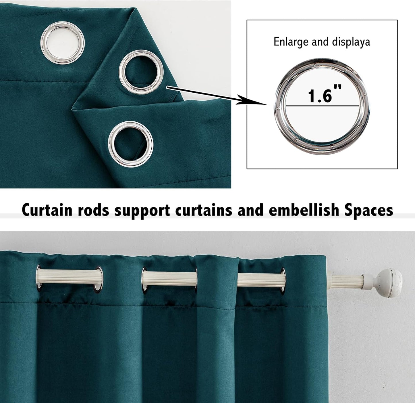 Anytime 100% Blackout Curtain Set, Thermal Insulated & Energy Efficiency Window Draperies for Guest Room, Full Shading Panels for Shift Worker and Light Sleepers（Greyish Blue, 2 Panels, 52W x 72L）