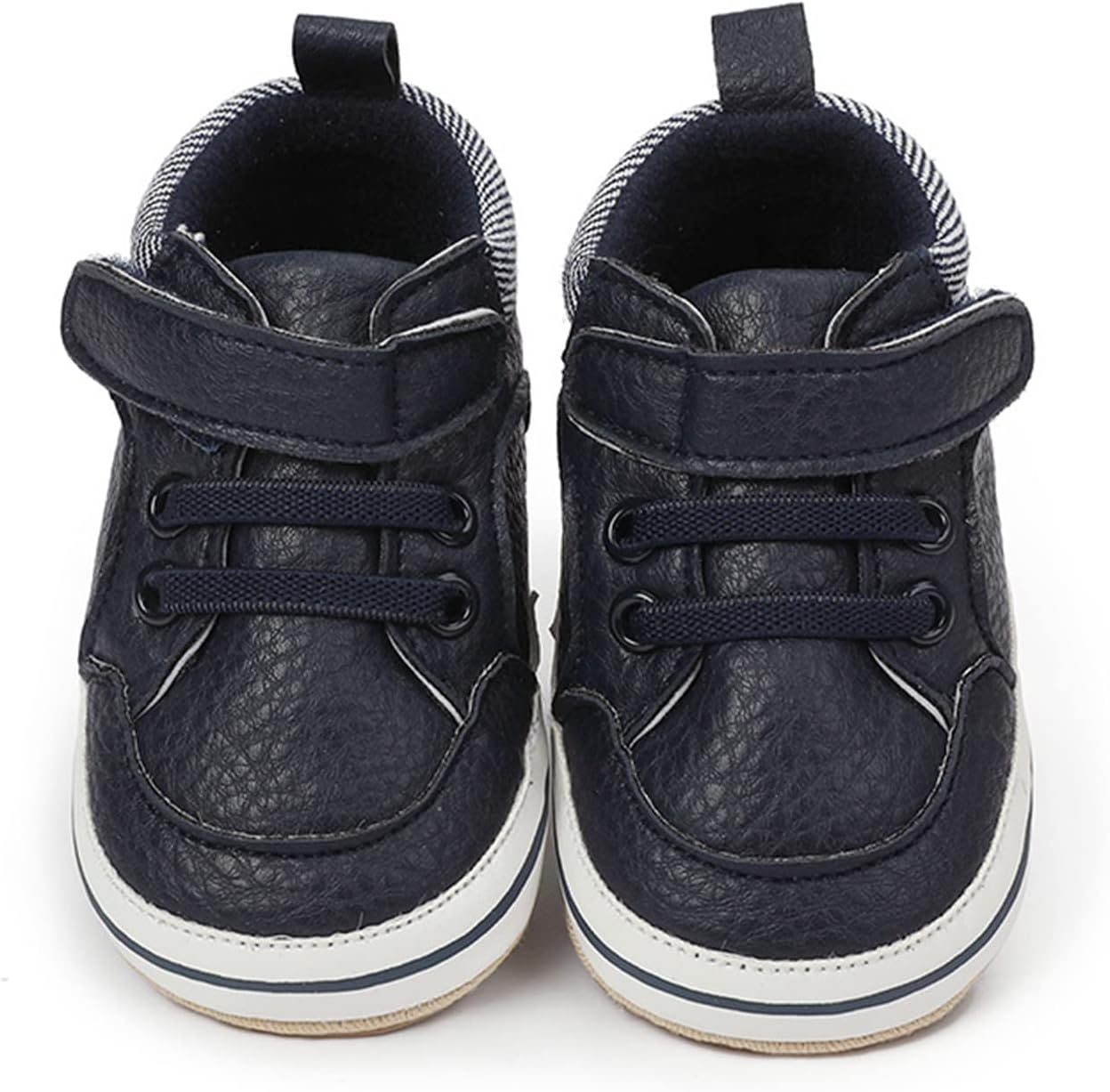 SOFMUO Baby Boys Girls High Top Ankle PU Leather Sneakers Soft Rubber Sole Infant Moccasins Newborn Oxford Loafers Anti-Slip Toddler Wedding Uniform Dress Shoes