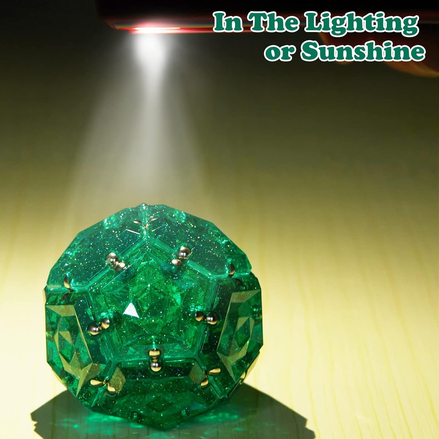 Magnetic Fidget Sphere Magnets Balls - Crystal Green Holographic Glitter - Magnet Fidgets Toy - 12 Piece Set - Creativity Beyond Imagination, Inspirational, Recreational, Desk Toys for Adults