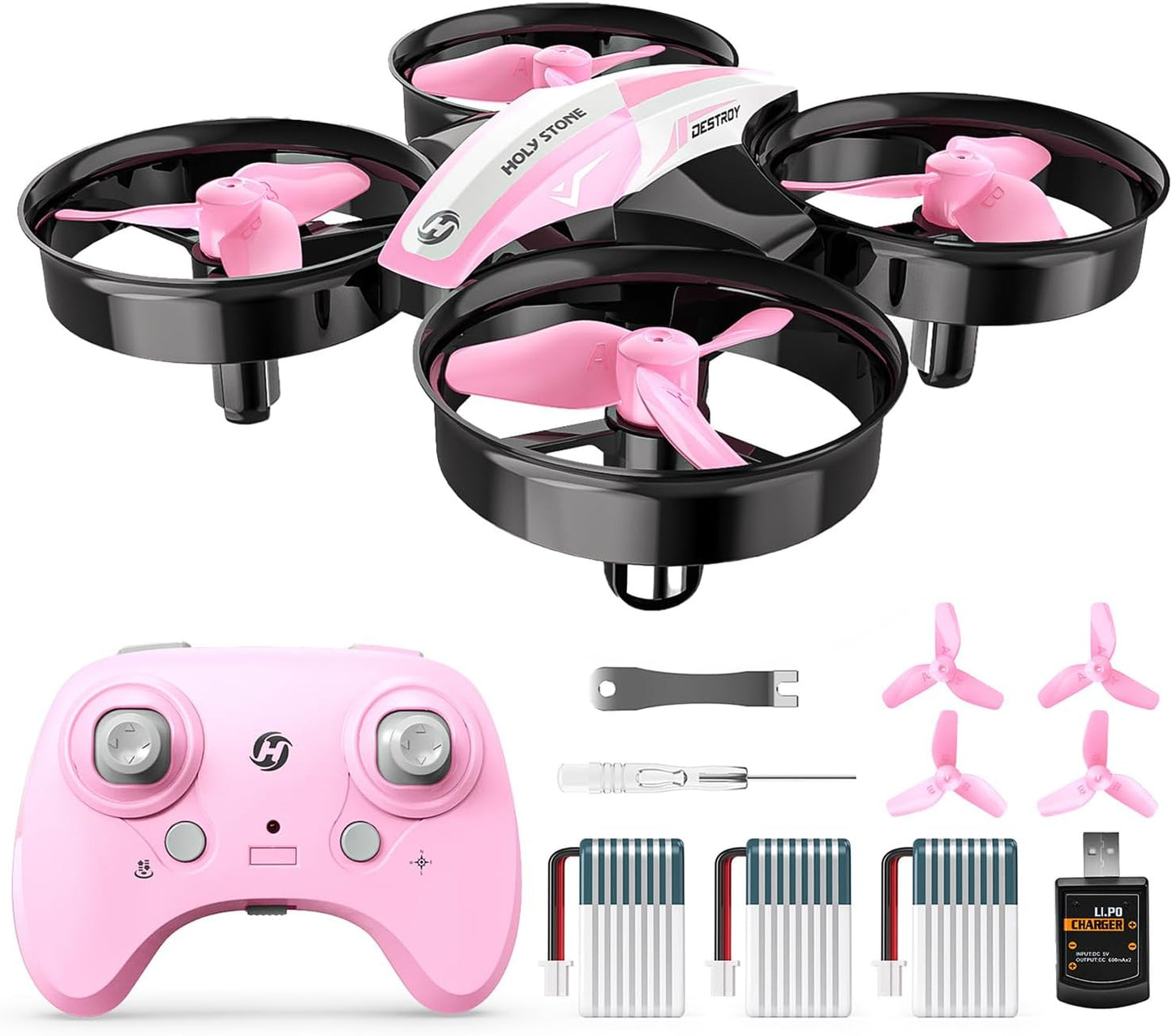 Holy Stone HS210 Mini Drone for Kids 8-12 and Beginners, RC Nano Quadcopter Indoor Drone with Circle Fly, Auto Hovering, 3D Flip, and Headless Mode, Great Gift Toy for Boys and Girls, Pink