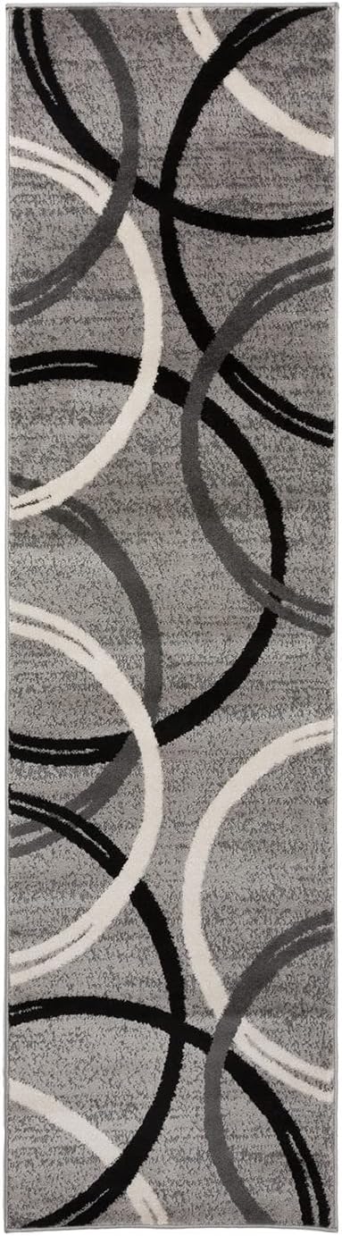 Rugshop Modern Wavy Circles Desing Runner Rug 2' x 7' 2" Gray