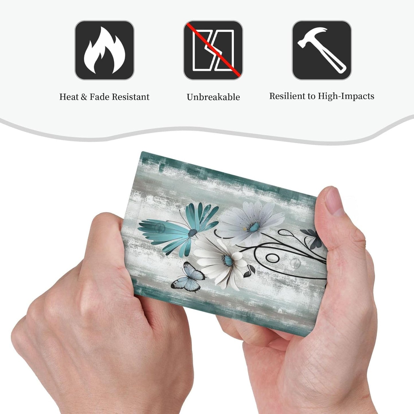 Light Switch Cover Plate Rustic Teal Daisy Floral Flowers Butterfly Wood Grain 1 Gang No Device Blank Electrical Wall Plates Faceplate Decorative Switch Plate for Bathroom Bedroom Decor