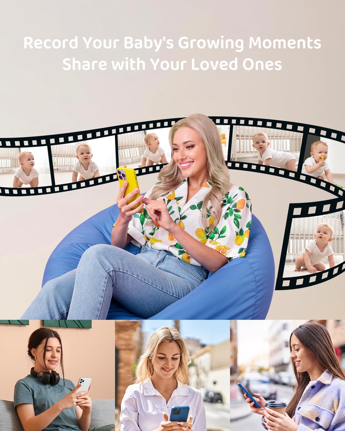 ARENTI 4MP 2.4G&5G WiFi Baby Monitor with Camera and Audio, Night Light, Auto Traking, Cry&Motion Detection, Temperature Sensor, App Control