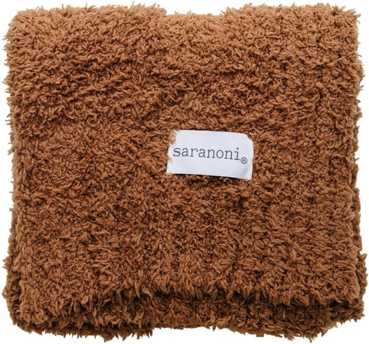 SARANONI Bamboni Luxury Baby Blanket, Breathable & Soft Plush Blanket for Infant Boys & Girls (Caramel, Mini 15” x 20”)