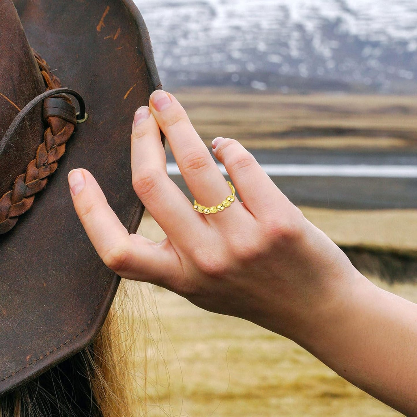 INFUSEU Funny Spinner Fidget Rings for Women Girls Anti Anxiety Stress Worry, Adjustable Size