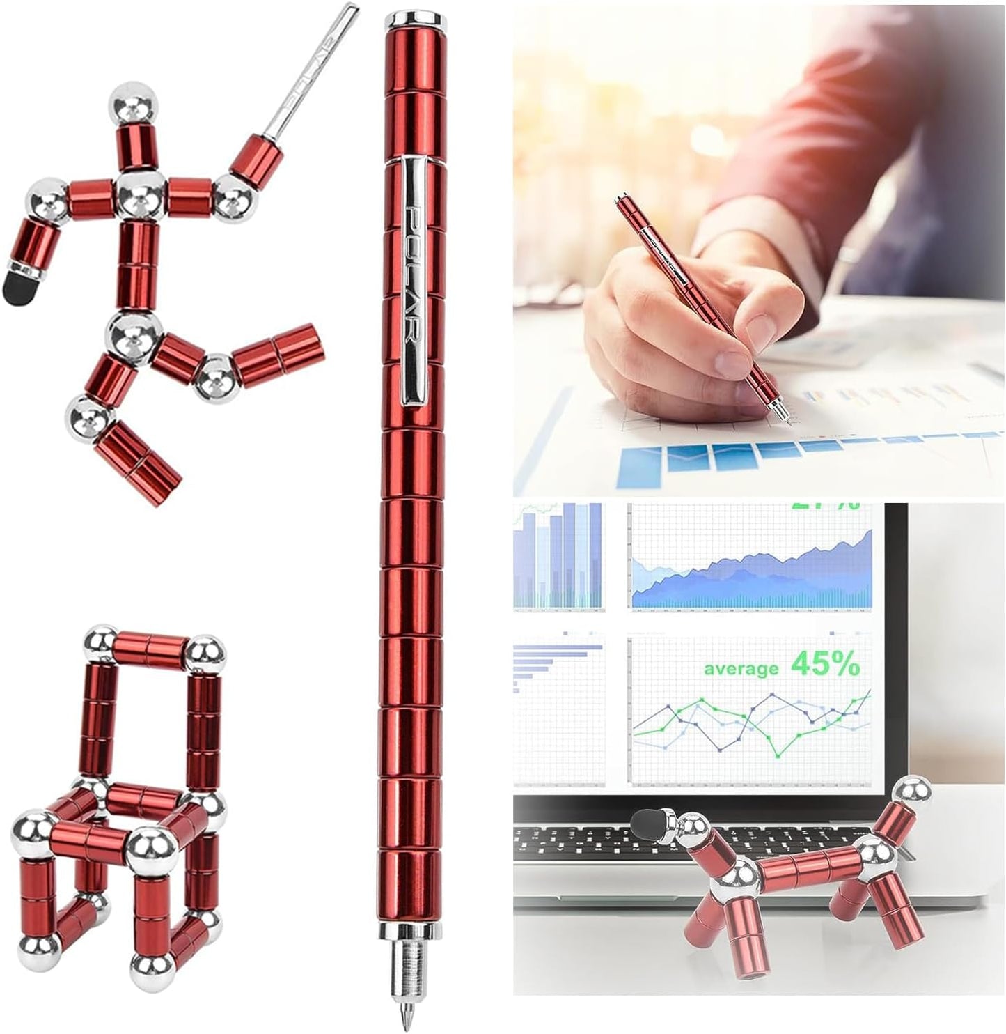 Fidget Pen,Magnetic Pen， Decompression Magnetic Toy Pen，Magnet Pen Fidget Toy Relieve Pressure Novel Toy Gift for Kids or Friends! (Big Red)