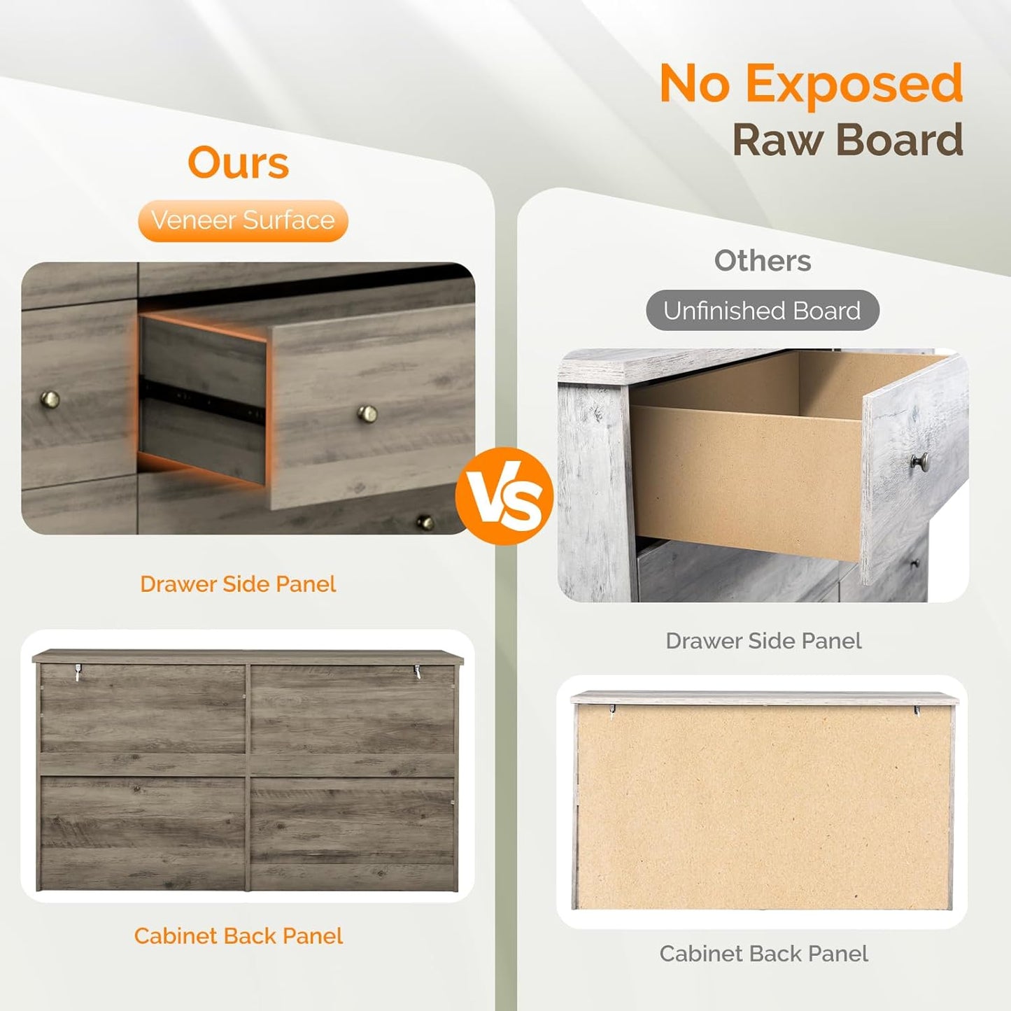 VINGLI Tall Dresser, Rustic Grey Dresser 6 Drawer Chest of Drawers, Wood Gray Dressers for Bedroom, Hallway, Home Office, 31.5" W x 15.75" D x 47.64" H