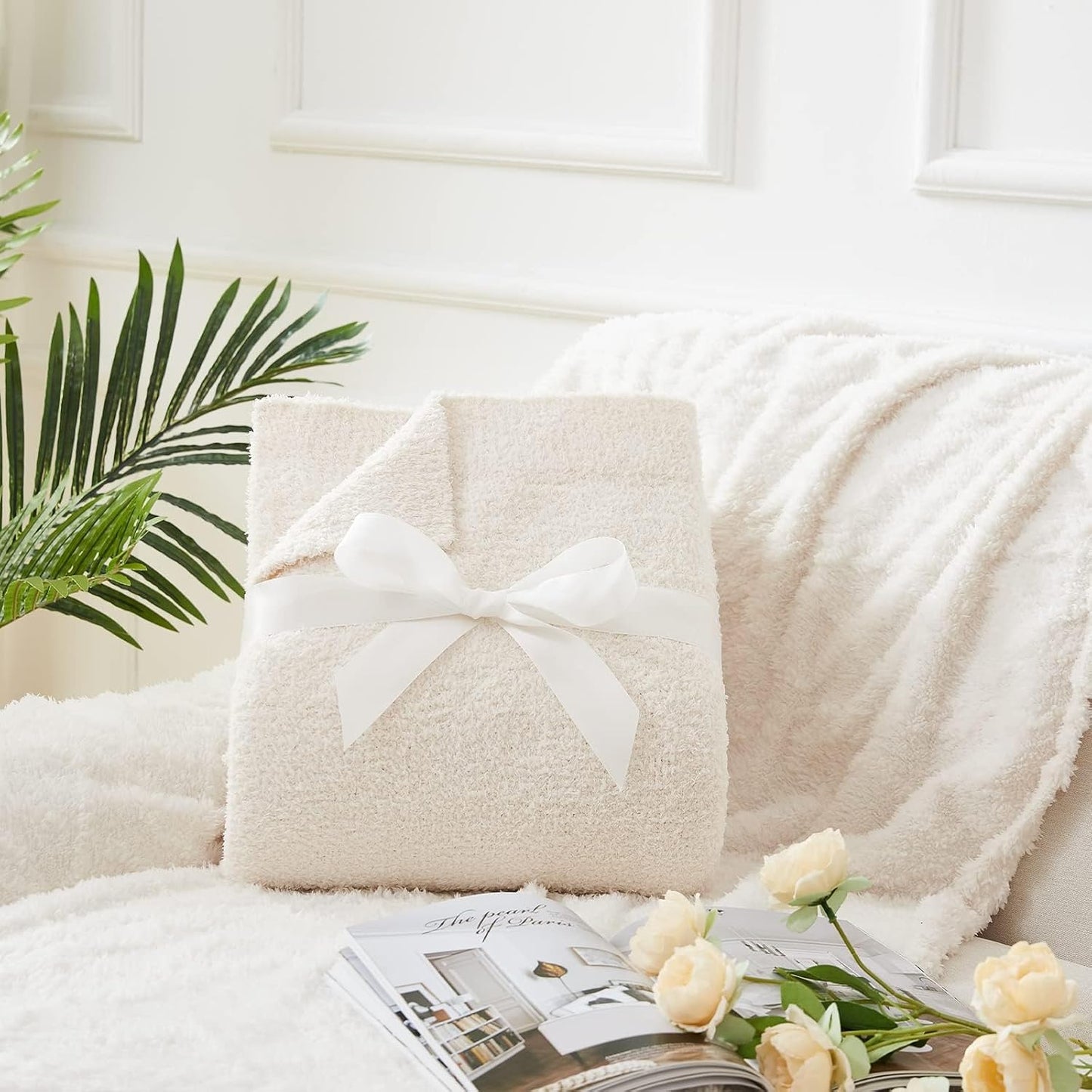 CYMULA Kids Blanket for Boys Girls 30x40 inches, Soft Cozy Fuzzy Swaddle Throw Blanket for Crib Stroller, White