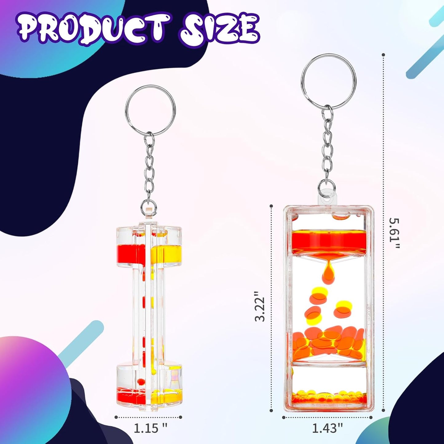 Sensory Fidget Keychain - Vibrant 4-Pack Liquid Motion Bubblers for Stress Relief & Focus - Perfect for Kids, Adults, Travel & Classroom - Ideal Party Favors (4 Pcs Keychain)