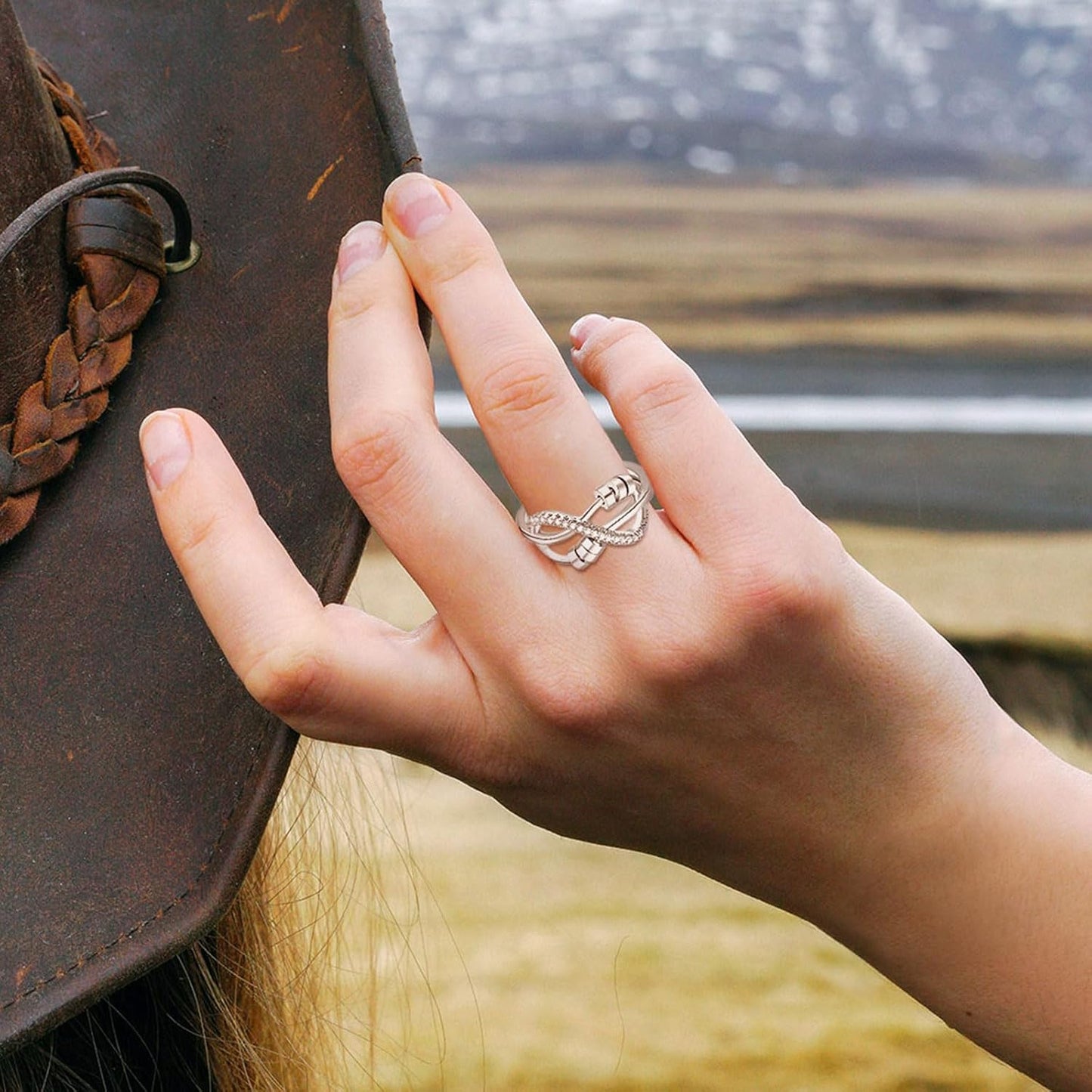 INFUSEU Funny Spinner Fidget Rings for Women Girls Anti Anxiety Stress Worry, Adjustable Size