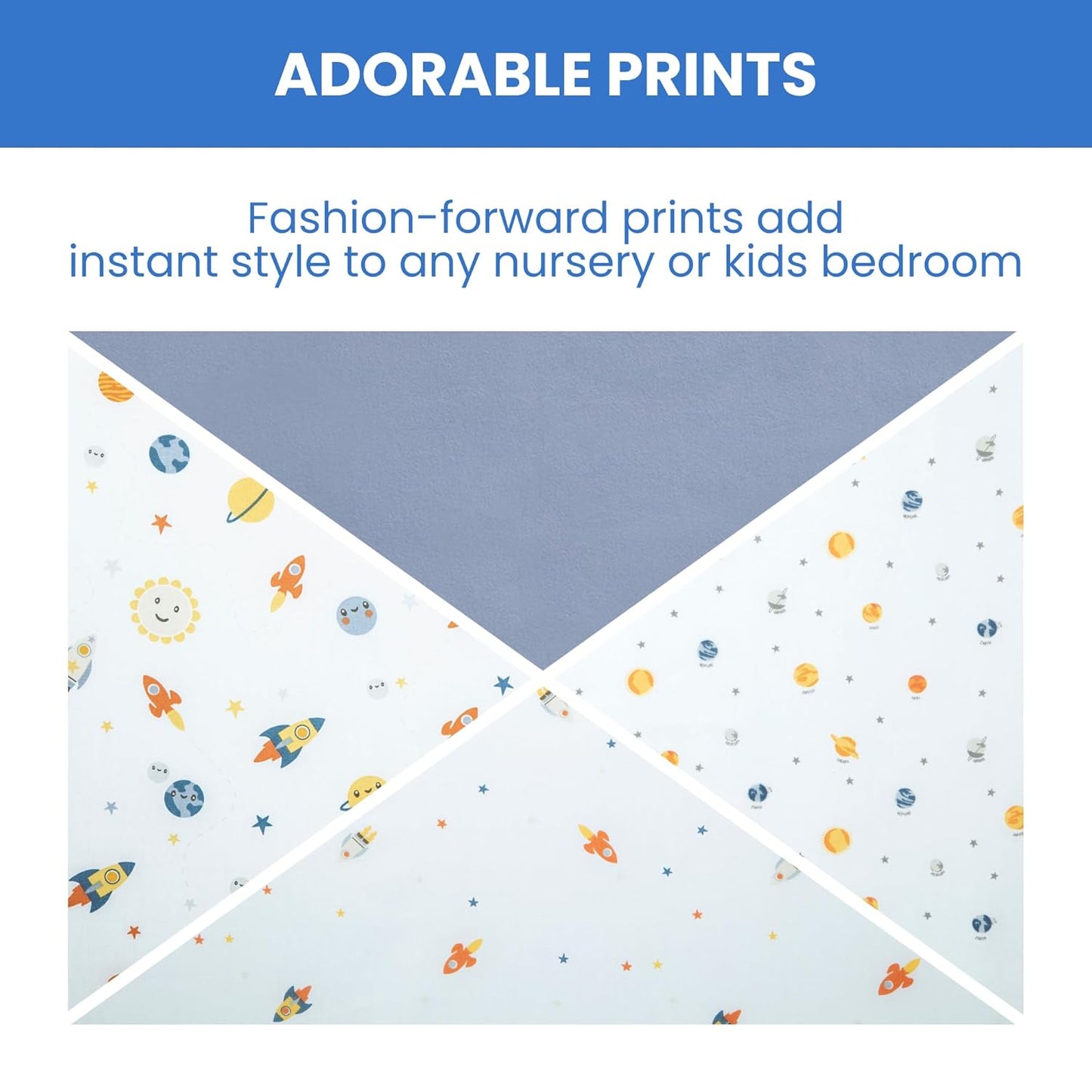 Delta Children 100% Cotton Flannel Baby Receiving Blankets for Girls and Boys – 30x30 Inches (Pack of 4), Space Exploration