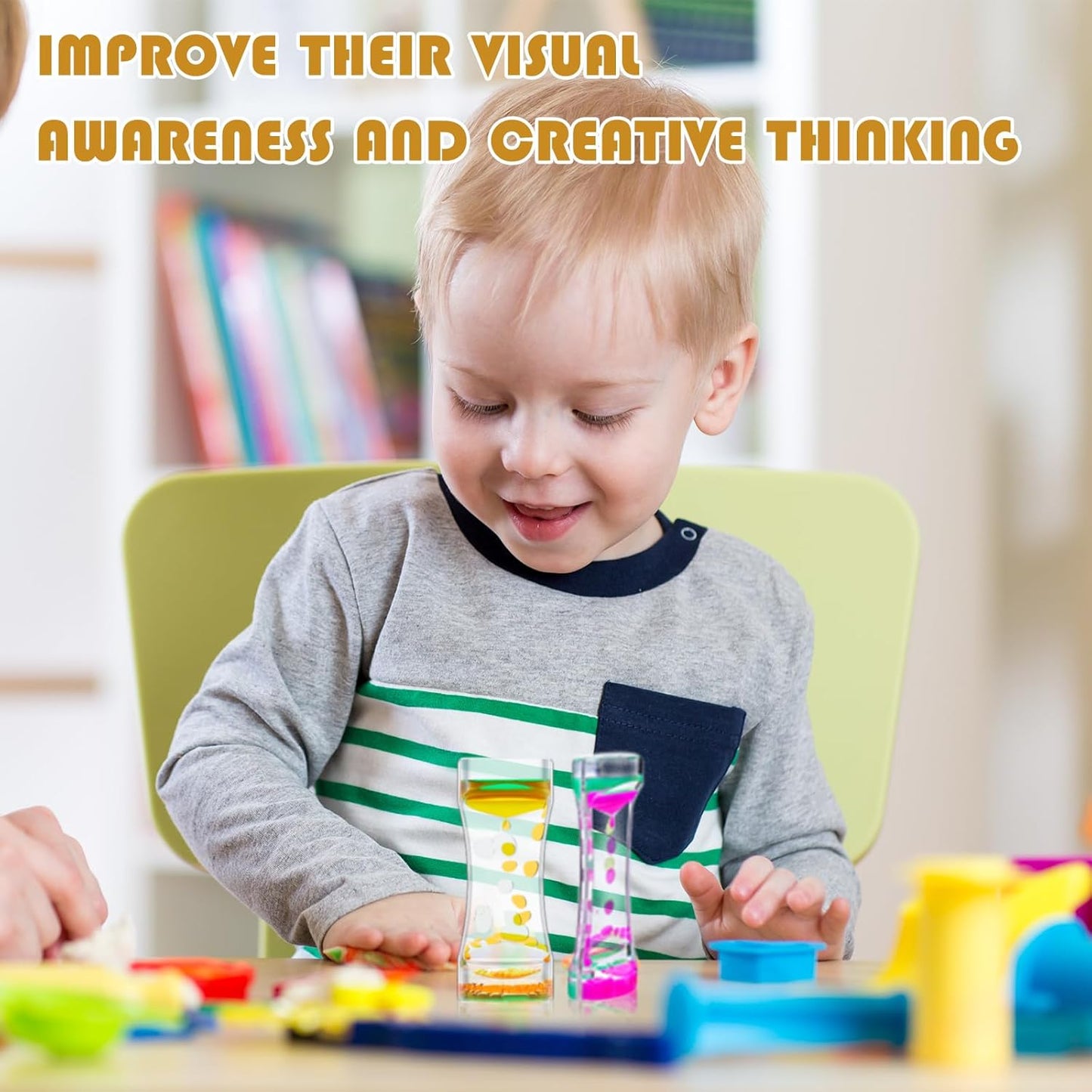 18 Pcs Liquid Motion Bubbler Timer Sensory Toys Colorful Hourglass Desktop Fidget Calming Toys for Autistic Children Stocking Stuffers for Kids