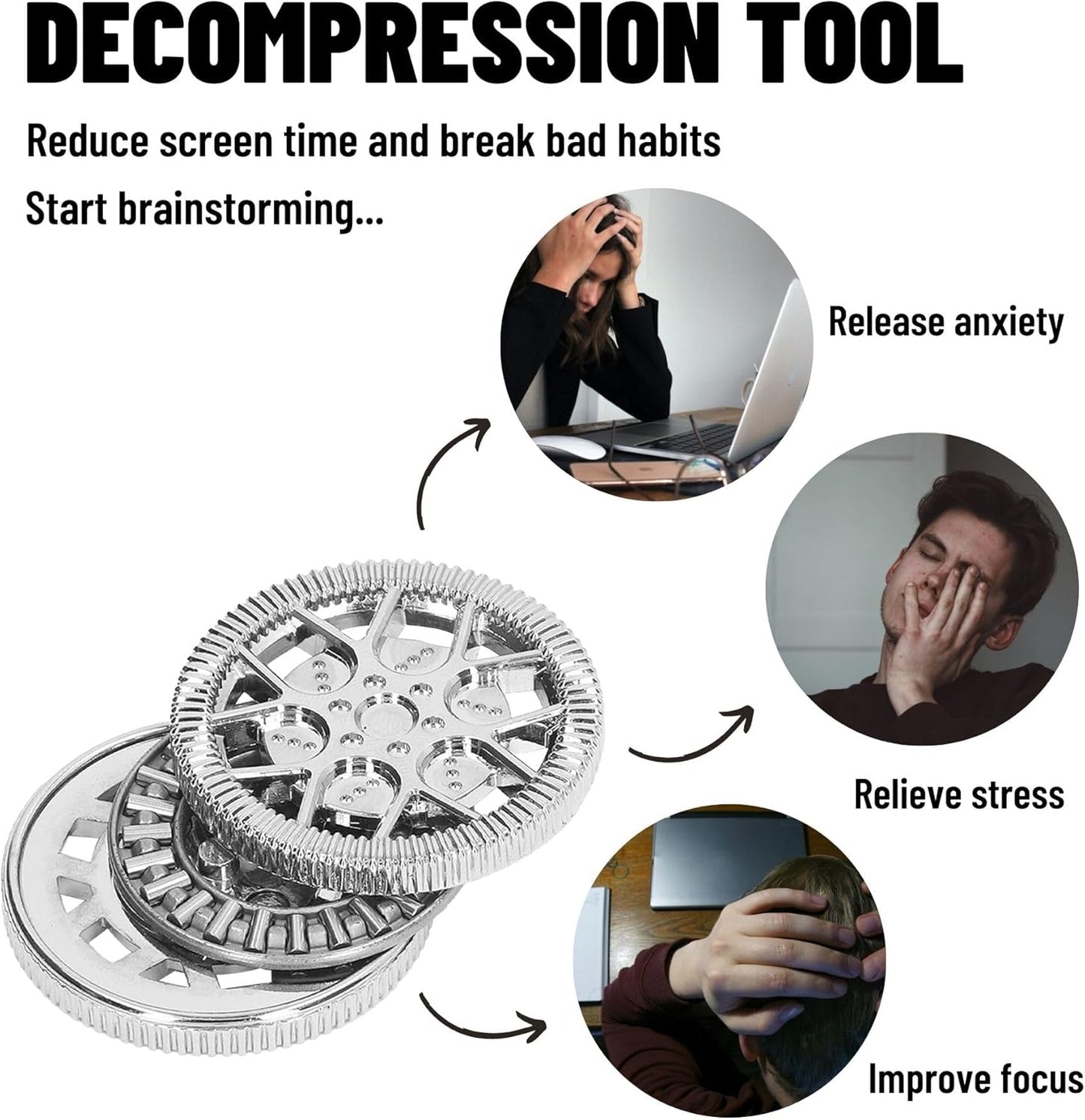 Metal Fidget Toys for Adults, Magnet Fidget Slider Haptic Coin EDC, ADHD Tool Anxiety and Stress Relief Toys, Birthday Gifts for Men (Silver)…