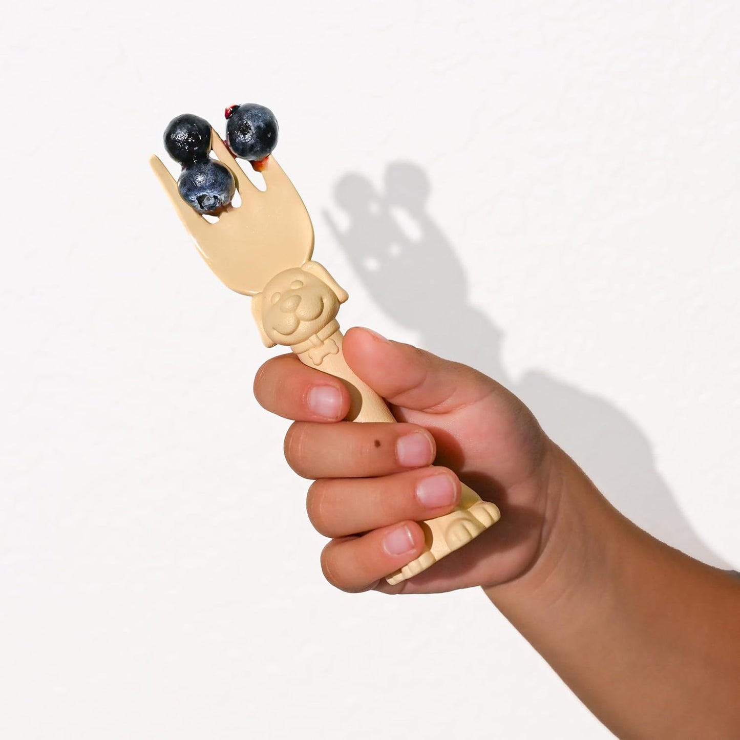 Made in USA Spoon la la Toddler Utensils Set - 6 Pack (3 Spoons & 3 Forks for Kids) - Self-Standing 3D Ergonomic Cat & Dog Handles - BPA-free, Dishwasher Safe, Baby Silverware (Pink, Blue, Yellow)