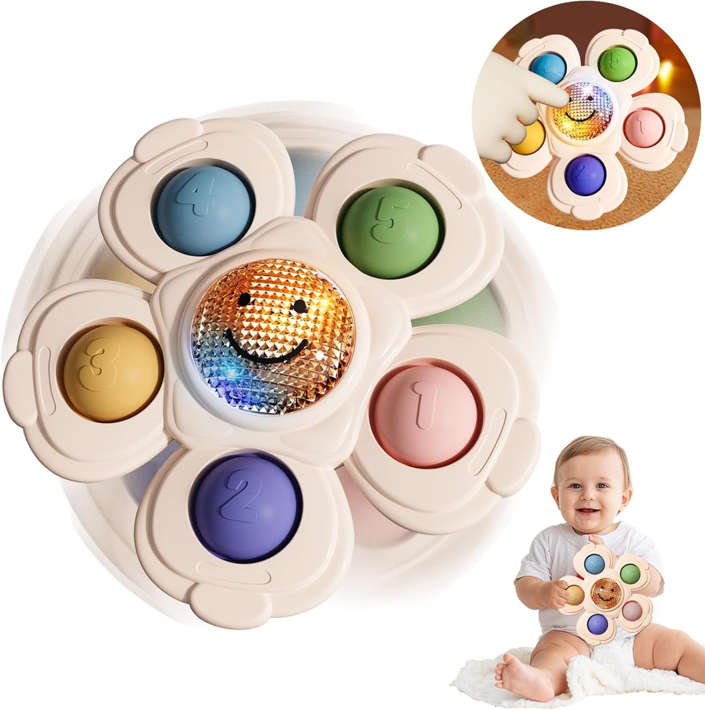 Suction Spinners Baby Toys, Sensory Toys for Toddlers 1-3, Suction Cup Toys for Babies 12-18 Months, High Chair Toys Baby Travel Essentials for Flying, Birthday Gift for 1 Year Old Boy Girls