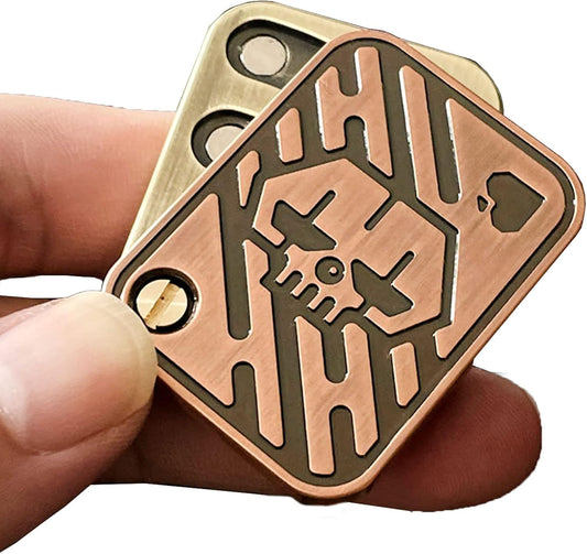 Metal Poker Fidget Slider EDC Adult Fidget Toys ADHD Tool Anxiety Stress Relief Toys Office Desk Toys Gifts for Boyfriend and Father (Copper Skull)