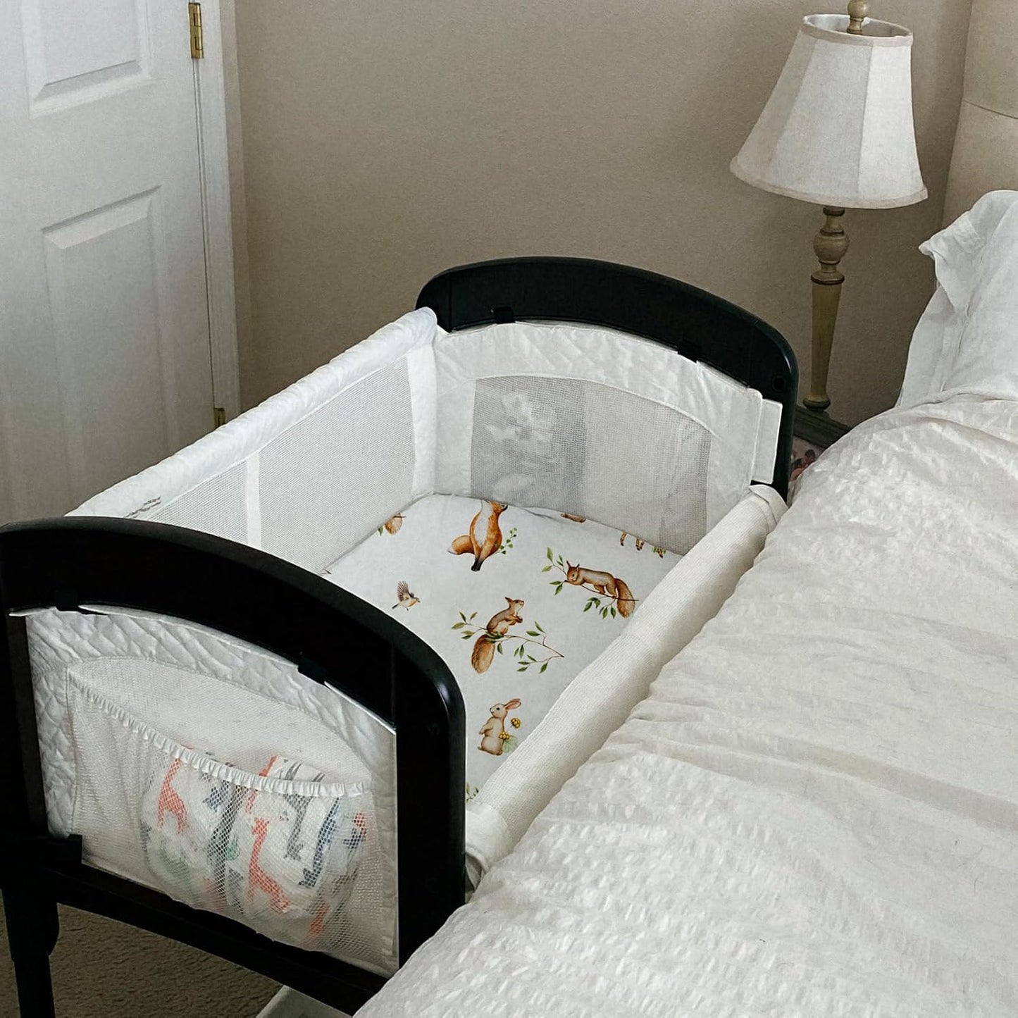 Gllquen Baby Bassinet Sheets 4 Pack, Breathable Cozy Fitted Mattress Sheet, Elastic Travel Crib Fashionable Floral Pattern, Standard Cradle Safe Sheets for Baby Boys Girls 32"x16" (Christmas elk)