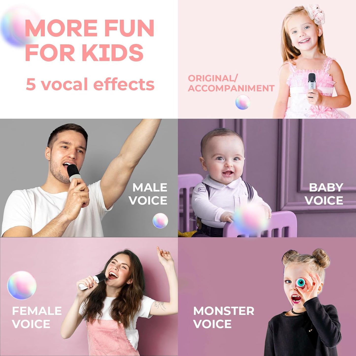 YLL Mini Karaoke Machine for Kids Adults, Portable Bluetooth Speaker with 2 Wireless Microphones,Toys Birthday Gifts for Girls 3, 4, 5, 6, 7, 8, 9, 10, 11, 12+ Years Old Toddler Teens(White)