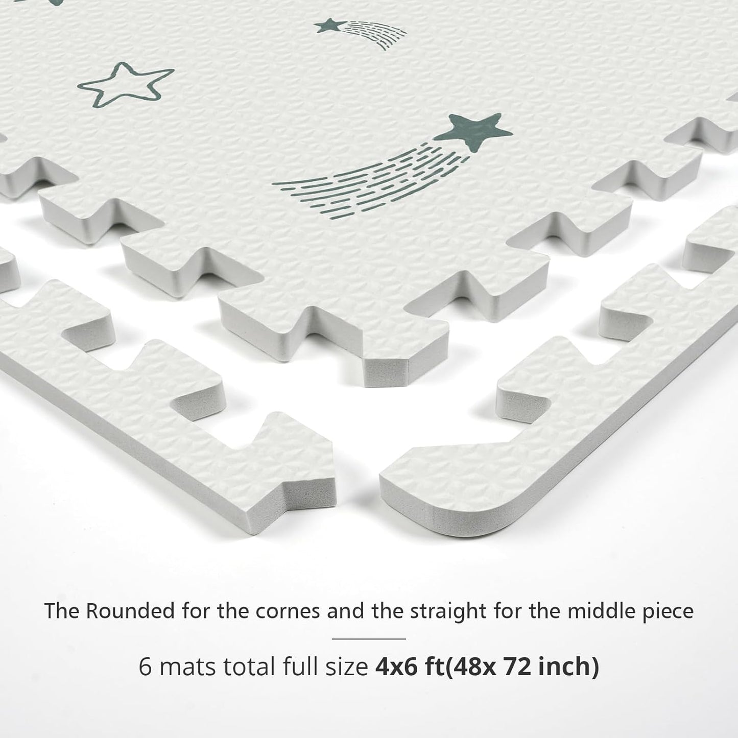 Baby Foam Play Mat, PIGLOG 72”x48” Floor Mats for Kids, Baby Crawling Mat with Interlocking Floor Tiles, Toddler Playmats for Indoor and Outdoor, Easy to Clean Playroom Foam Mats, Pentagram