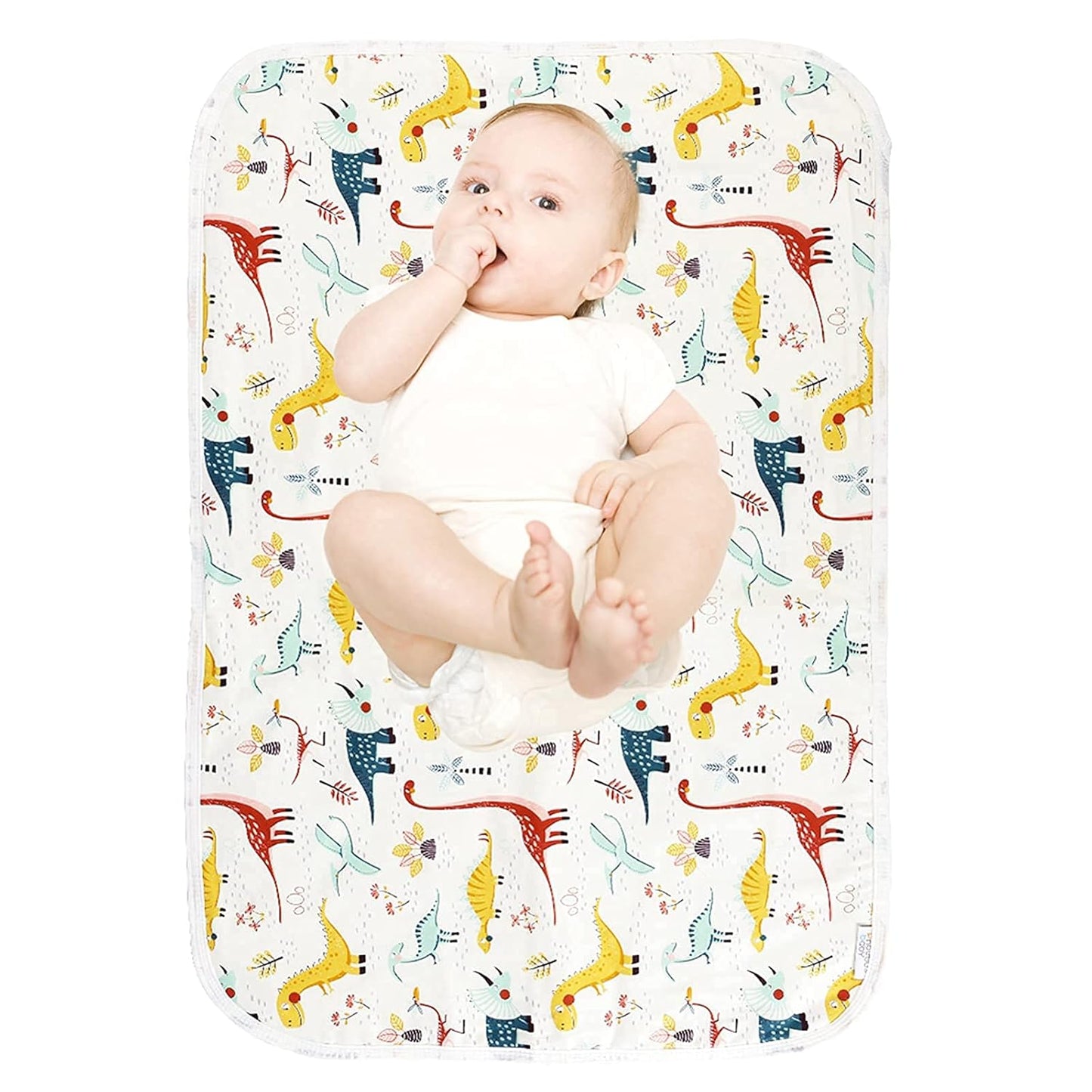 Baby Diaper Changing Pad, 21 5/8" x 31.5" Waterproof Changing Pad Liners - Reusable Soft and Absorbent Portable Changing Mat(Colorful Dinosaur1PCS)
