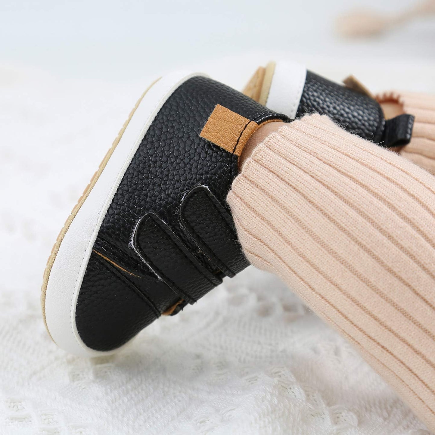 SOFMUO Baby Boys Girls High Top Ankle PU Leather Sneakers Soft Rubber Sole Infant Moccasins Newborn Oxford Loafers Anti-Slip Toddler Wedding Uniform Dress Shoes