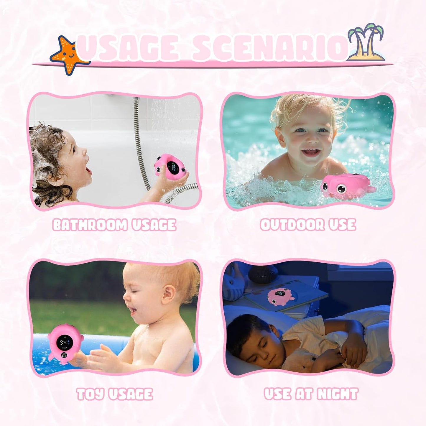 TKY Baby Bath Thermometer with Floating Toys - Digital Water & Room Temperature Monitor, Rechargeable Thermometer with Alerts for Newborn Bath Essentials, Infant Safety