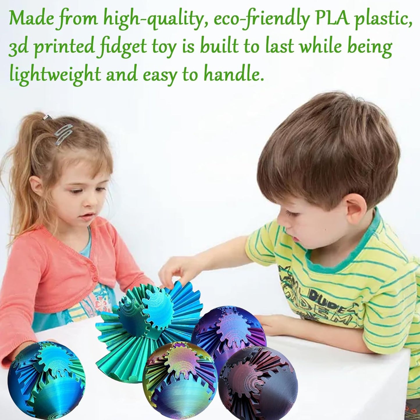 Gear Ball, Gear Sphere, 3D Printed Gear Ball Spin Ball or Cube Fidget Toy, Stress Ball, Fidget Ball, Gear Toy for Stress and Anxiety Relaxing (Color D)