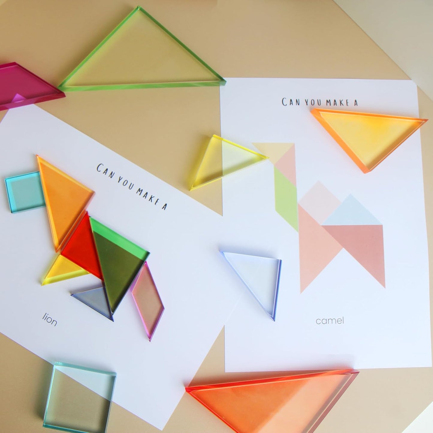 Light Experiment Loose Parts Learning Kit, Light Table Transparent Materials, STEAM Activitis for Kids 3+, Montessori & Reggio Inspired Kindergarten Preschool Classoom Accessary (Regular Size)