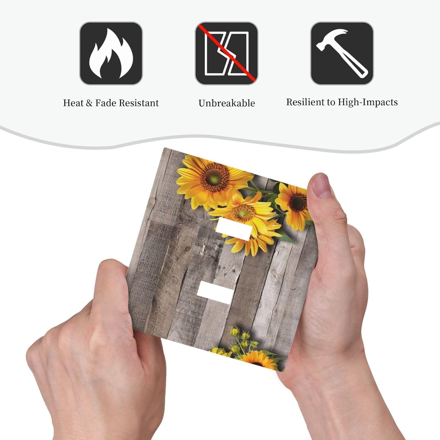 Sunflower Rustic Brown Gray Wood Decorative Switch Plates 2 Gang Double Toggle Outlet Light Switch Cover Wall Plate Electrical Faceplate for Farmhouse Home Decor