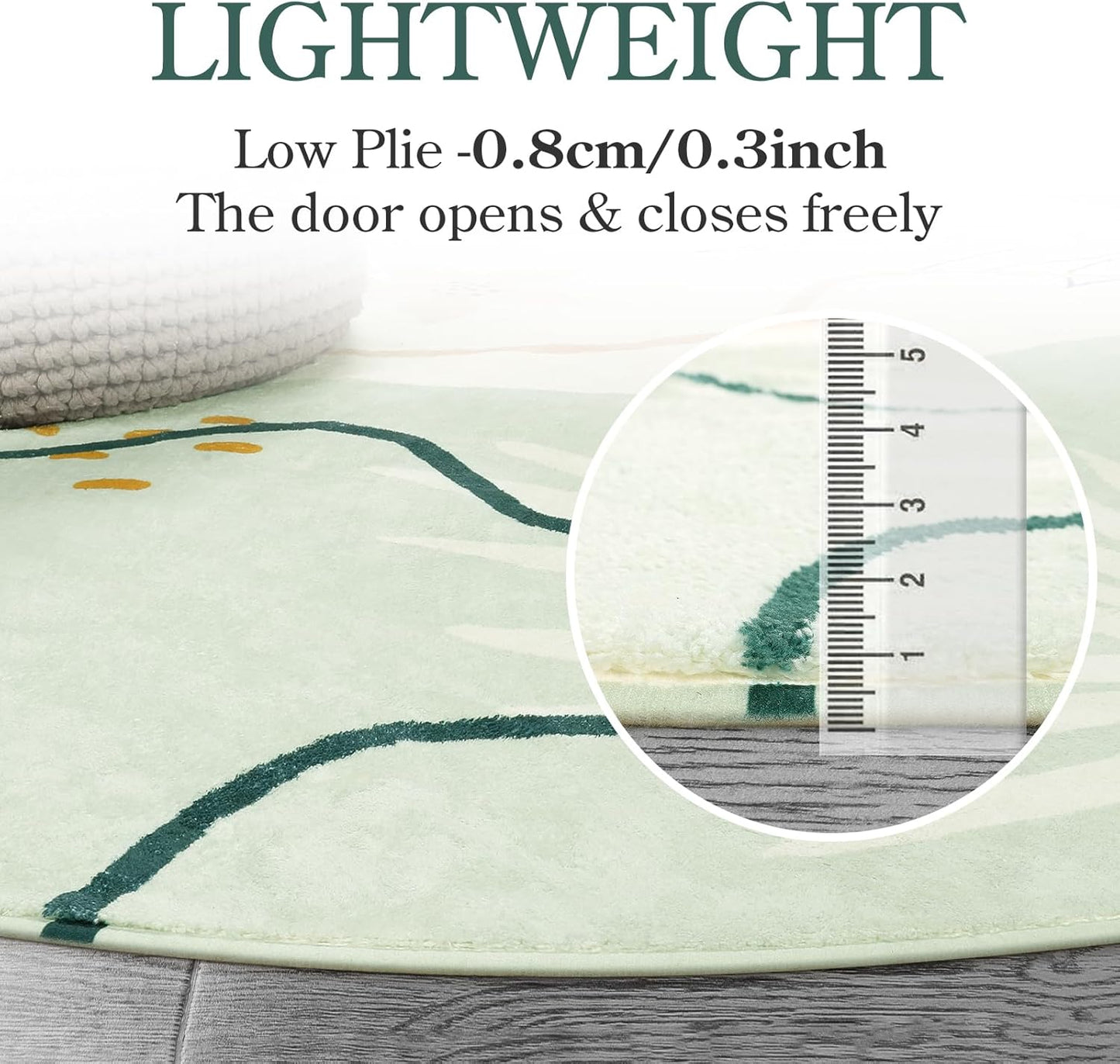 Lahome Green Washable Round Rug - 6Ft Round Area Rug for Living Room Throw Soft Boho Round Rug Large Non-Slip Round Dining Room Rug, Botanical Print Round Carpet for Bedroom Entryway Classroom Dorm