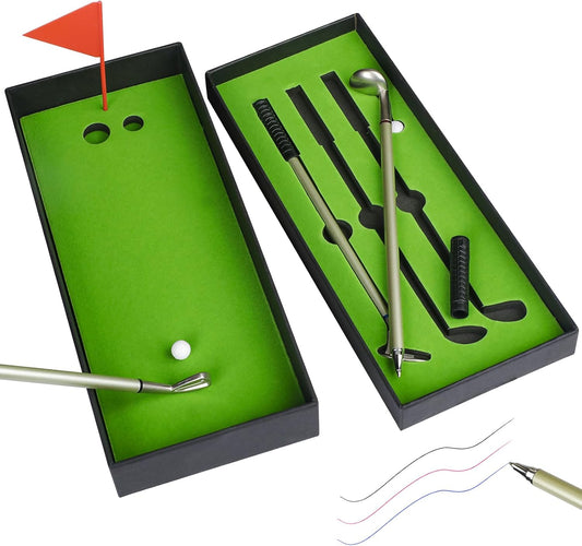 GreenHaven Mini Golf Pen Set, Mini Desktop Golf Gift Golf Ball Club Pen Unique Christmas Stocking Stuffers Funny Birthday Gift for Men Women Adults Golfers Dad Boss Coworker Boyfriend