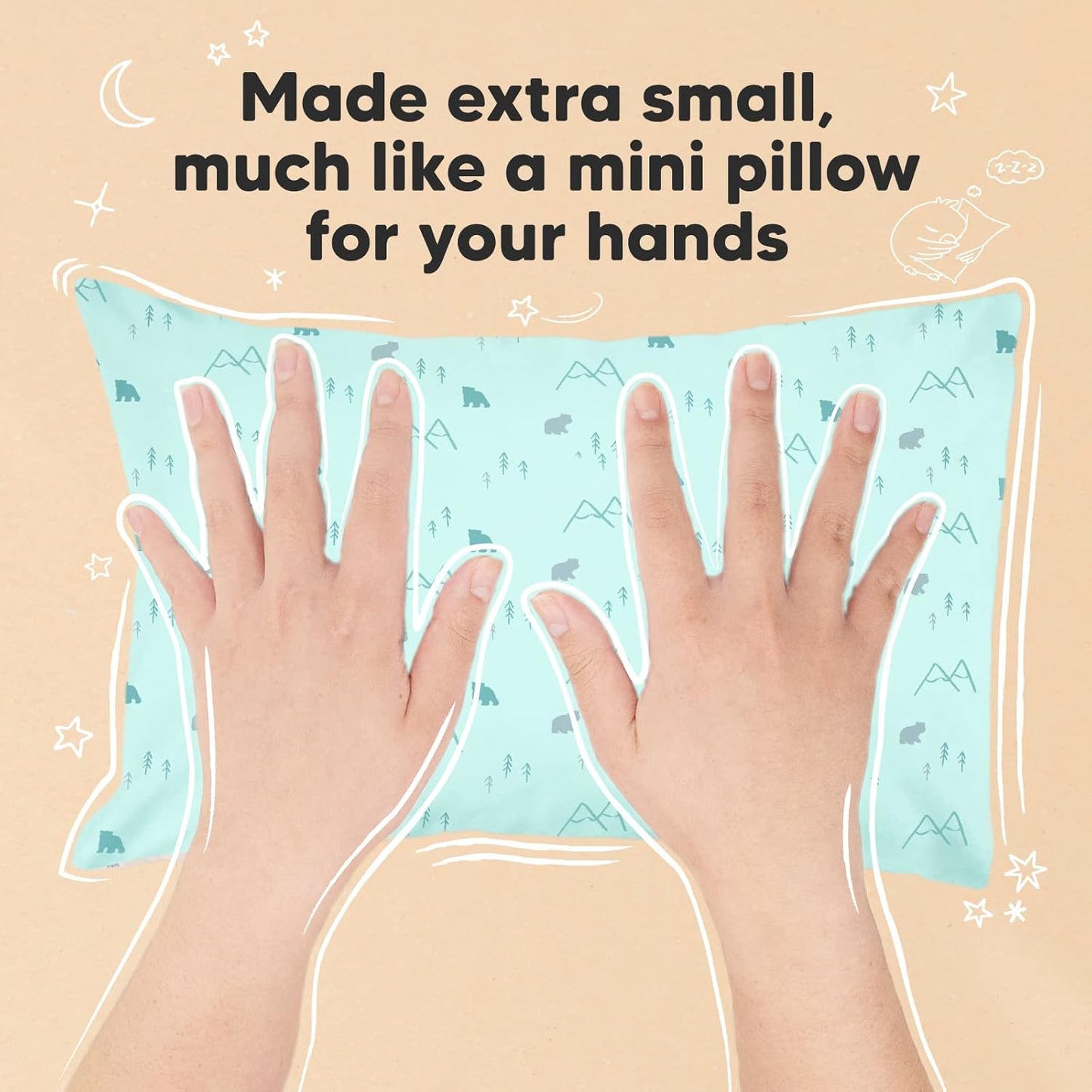 Mini Toddler Pillow with Pillowcase - 9x13 My Little Dreamy Travel Kids Pillow for Sleeping, Toddler Bed, Small, Tiny, Organic Cotton Pillowcase, Soft & Breathable, Kids 2-4 Years Old (Polar)