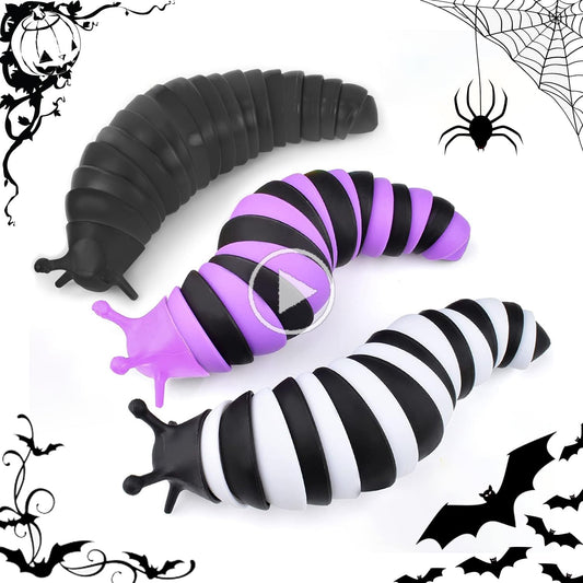IFiwin Fidget Slug Halloween Toys, 3PC Sensory Slug Halloween Fidget Toys, Autism Sensory Toys, Halloween Party Favors for Baby Kids Toddlers Adults